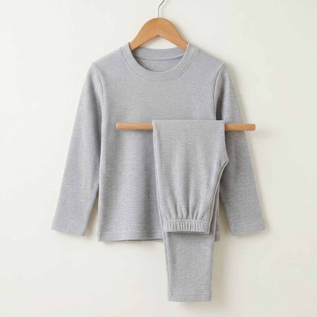 Light Gray Plain Ribbed Suit