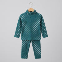 Polka Dots In Green Highneck Set