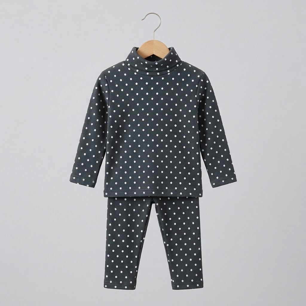Polka Dots In Gray Highneck Set