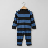 Black And Blue Stripes Highneck Set