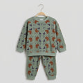 Red Hearts In Gray Fleece Tracksuit