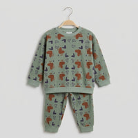 Red Hearts In Gray Fleece Tracksuit