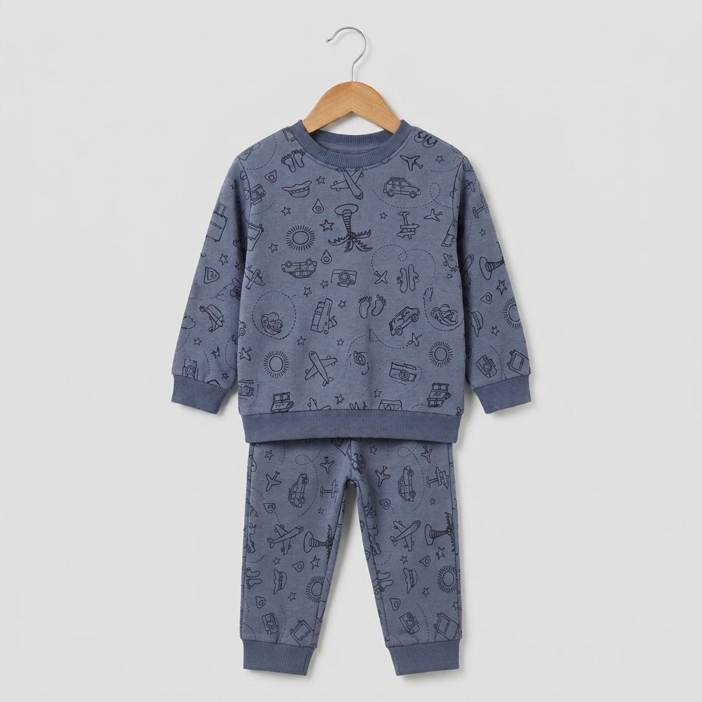 Planes in Blue Fleece Tracksuit
