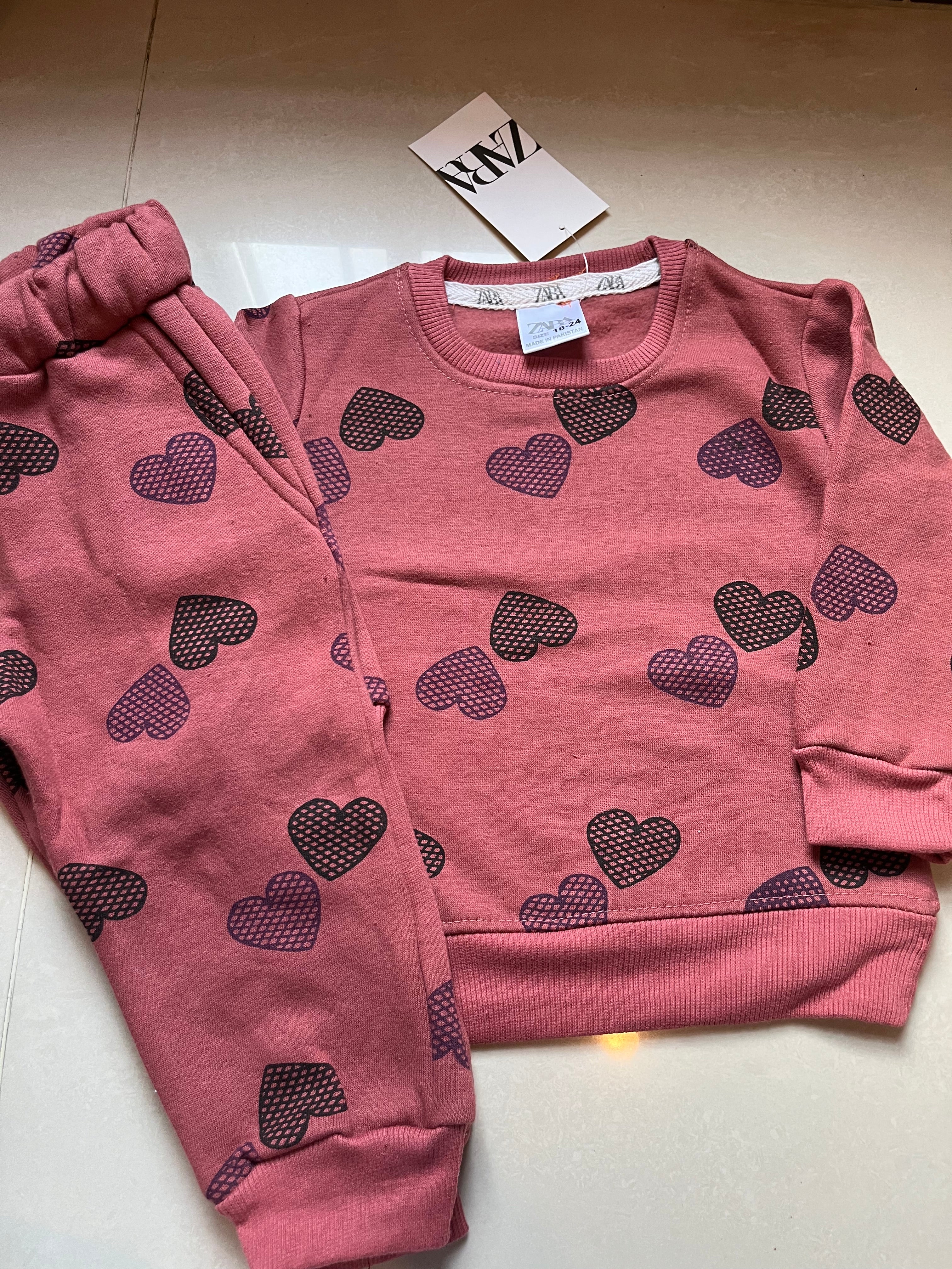 Dark Pink hearts tracksuit