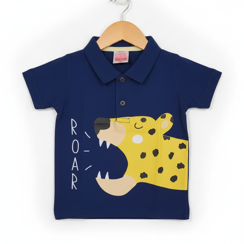 Little Miles Cheetah Polo Tshirt