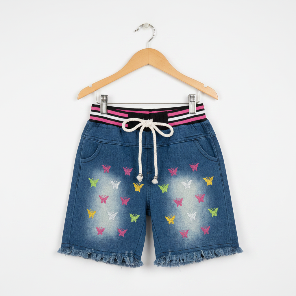 Embroidered Girls Adjustable Shorts