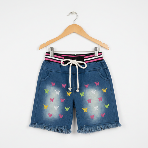 Embroidered Girls Adjustable Shorts