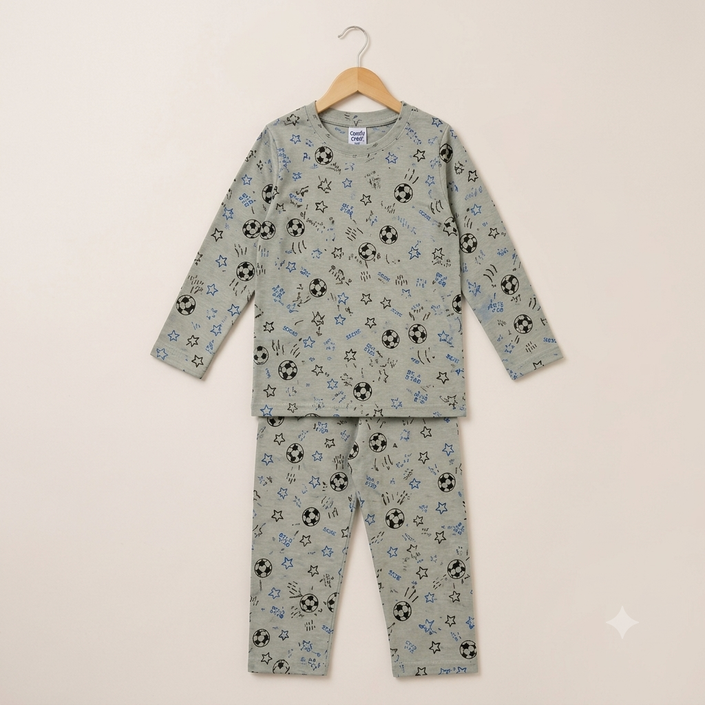 Football Full Sleeves Cotton Jersey Nightsuit