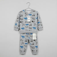 Gray And Blue Tractor Fleece Tracksuit