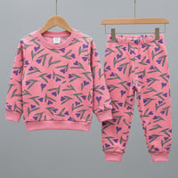 Pink Hearty Leaf Fleece Tracksuit