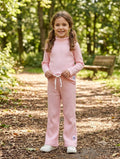 Pink Round Neck Ribbed Suit