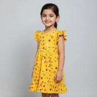 Red With Yellow Flower Cotton Jersey Frocks
