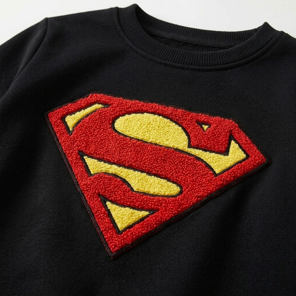 Embroided Superman Black Fleece Tracksuit