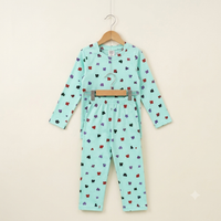 Butterfly In Blue Full Sleeves Cotton Jersey Nightsuit