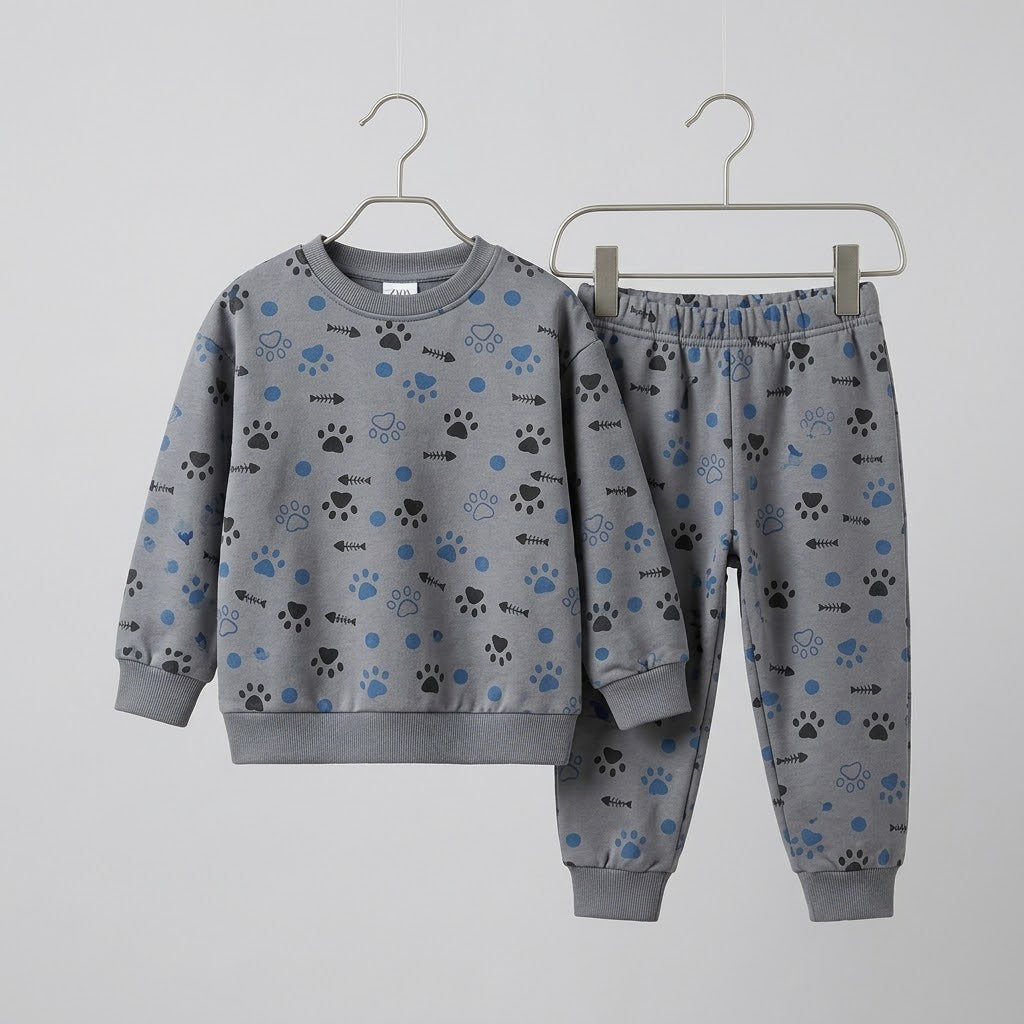 Paws In Gray Fleece Tracksuit