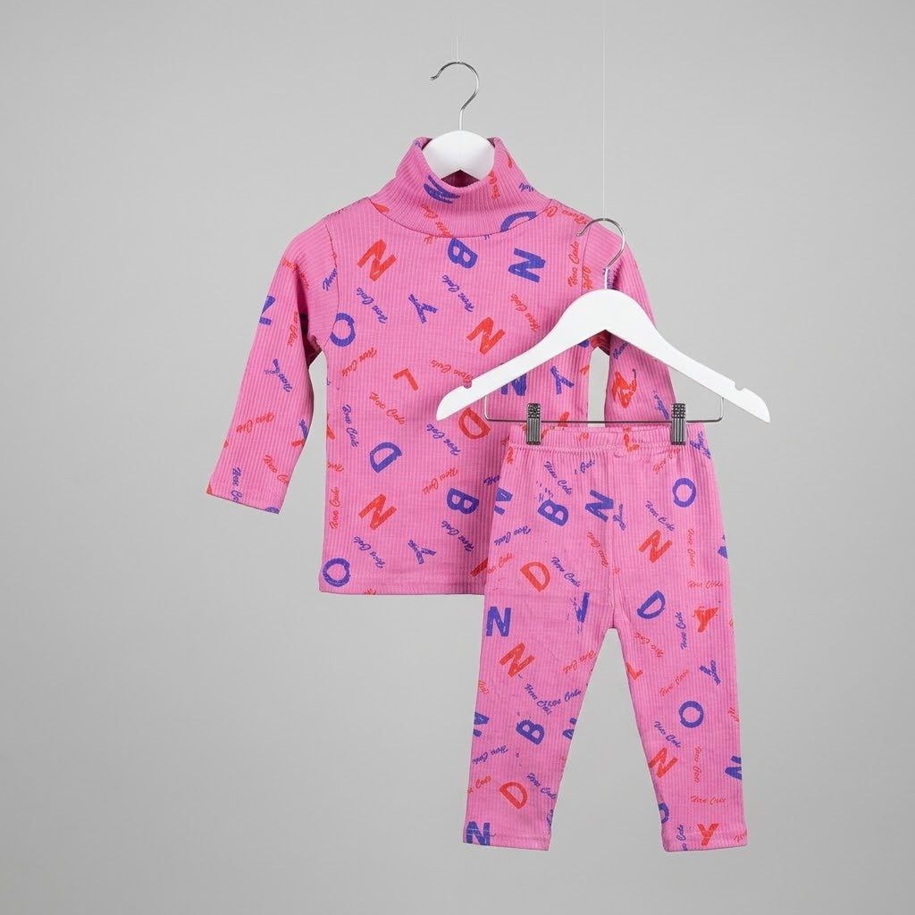 Alphabet In Pink Highneck Set