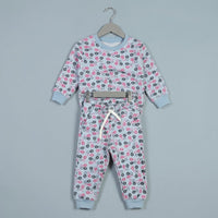 Flowers In Blue Fleece Tracksuit
