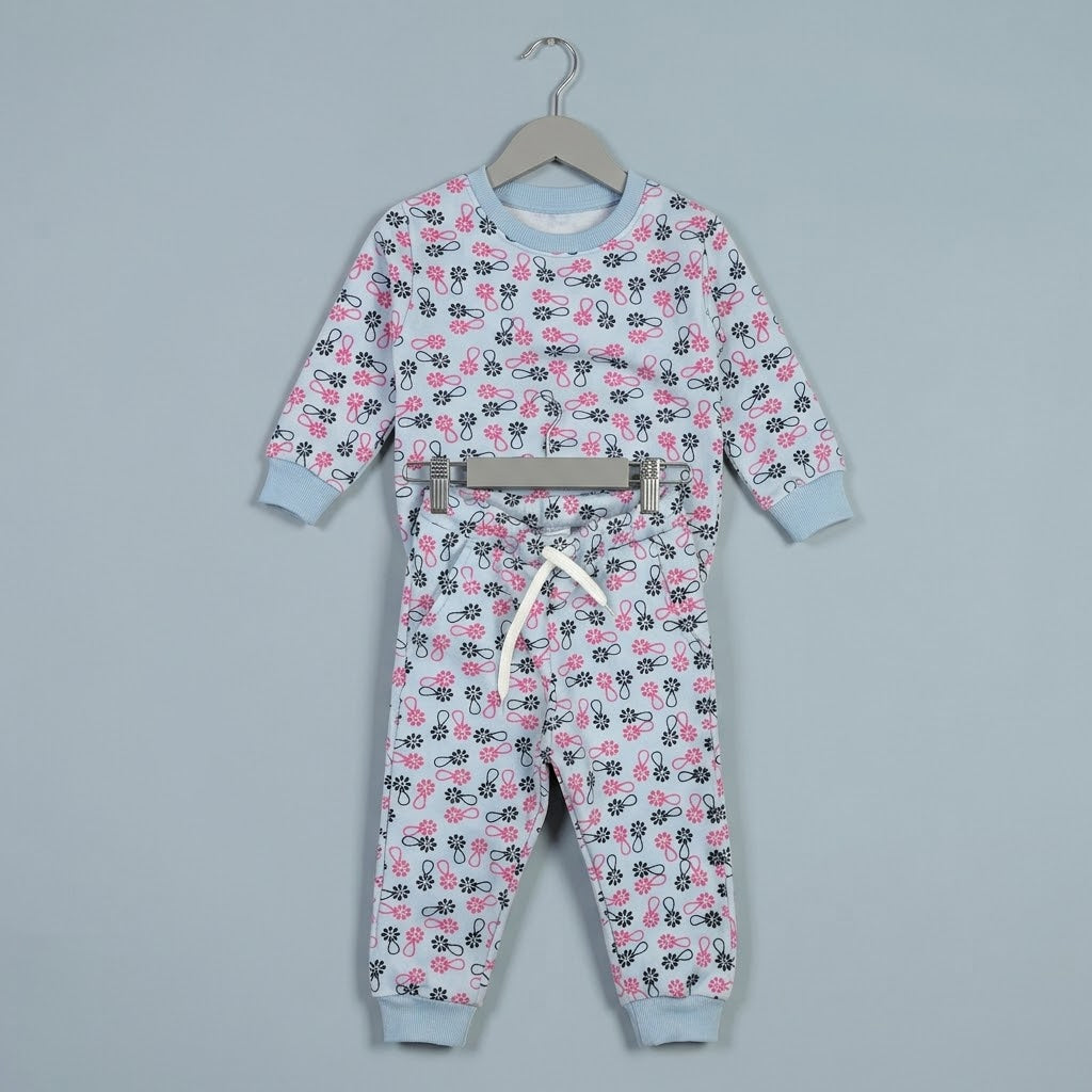 Flowers In Blue Fleece Tracksuit