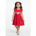 Red With White Flowers Cotton Jersey Frocks