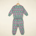 Pink Hearts In Green Fleece Tracksuit