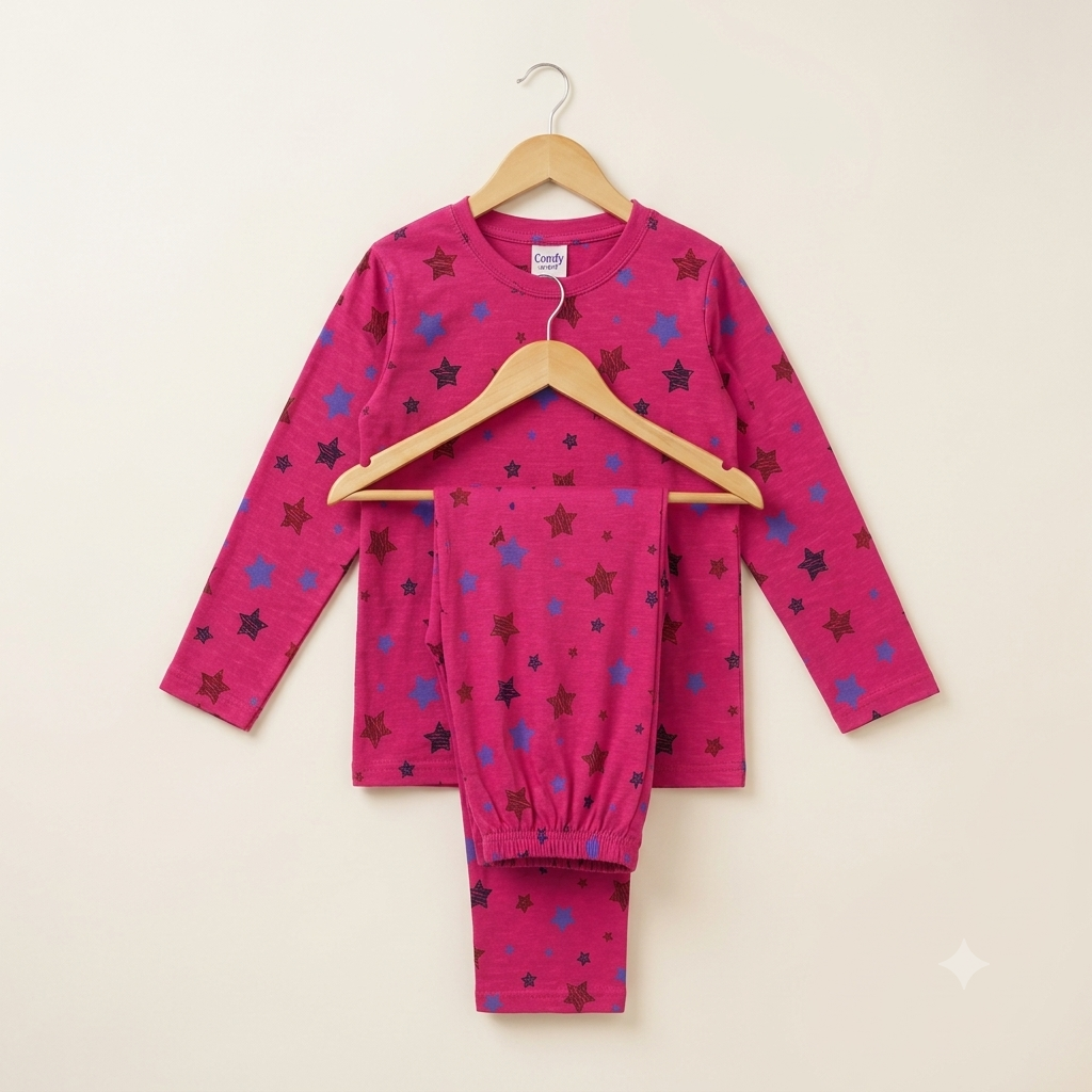 Star Full Sleeves Cotton Jersey Nightsuit