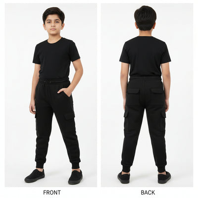 Cargo Fleece Black Trousers