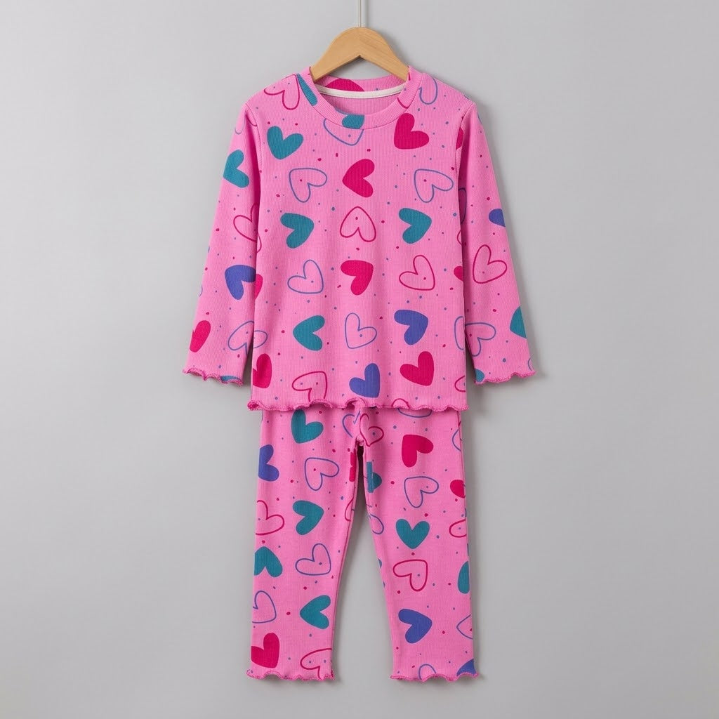 Dark Pink Hearts Lounge Set