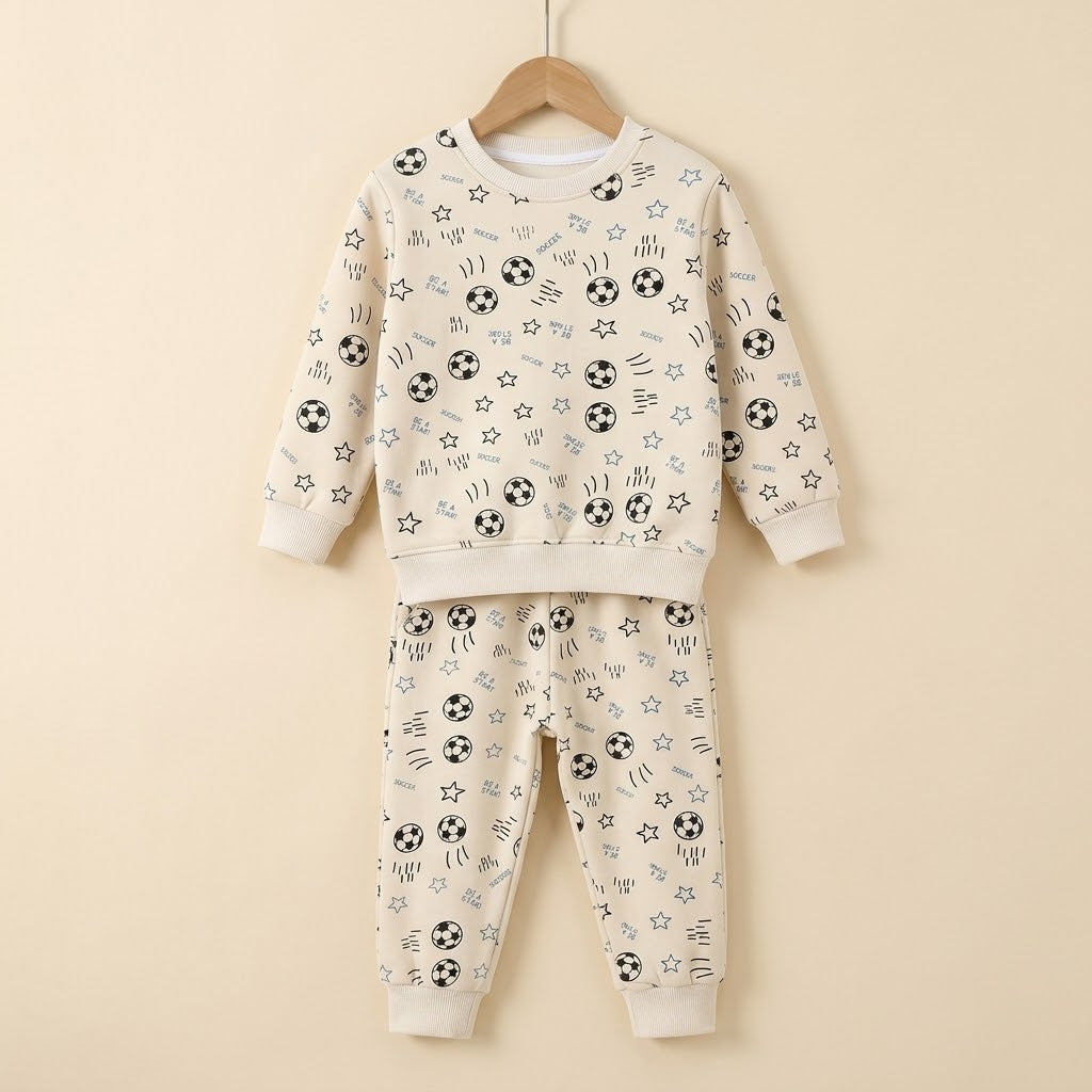 Football In Beige Fleece Tracksuit