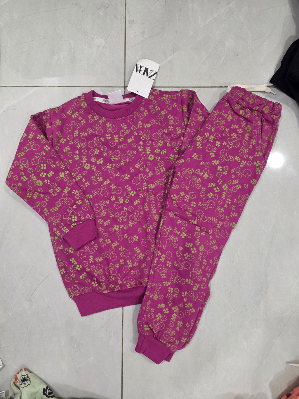 Magenta Floral Fleece Tracksuit