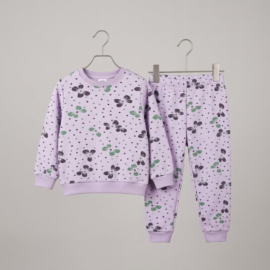 Purple Floral Fleece Tracksuit