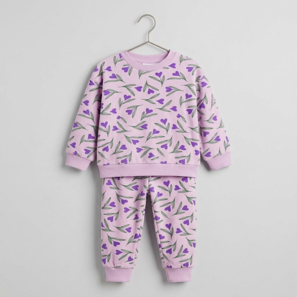 Lilac Hearty Leaf Fleece Tracksuit