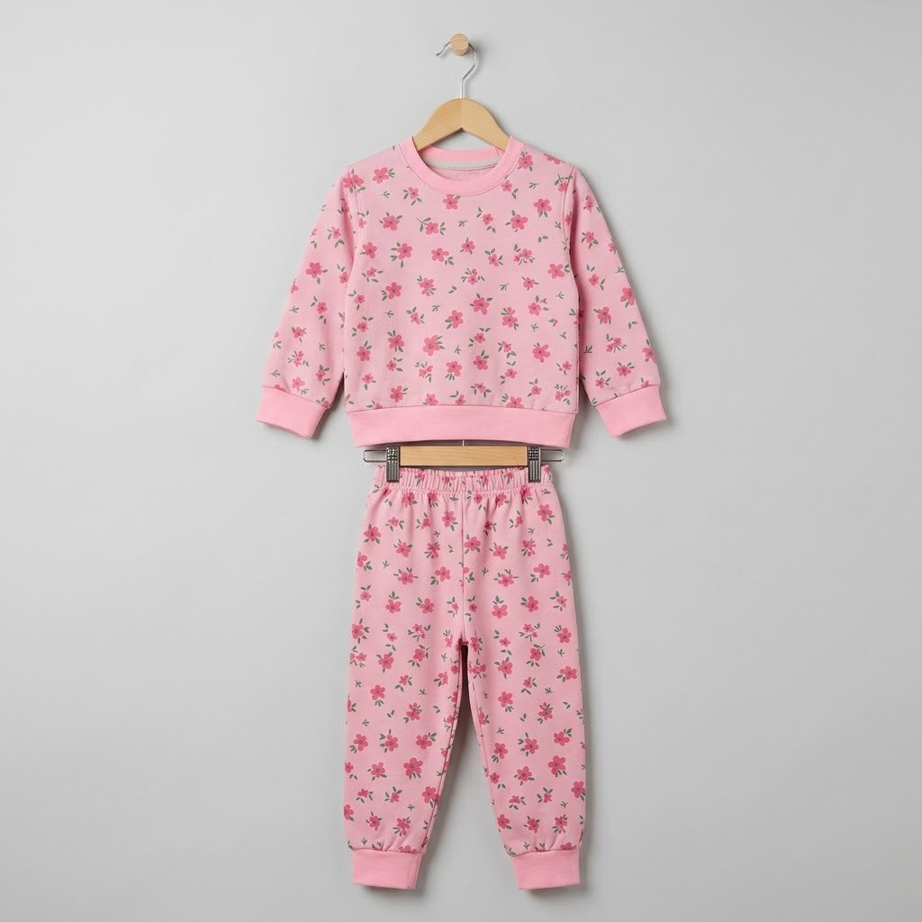 Floral Pink Fleece Tracksuit