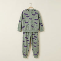 Purple Butterfly In Green Fleece Tracksuit