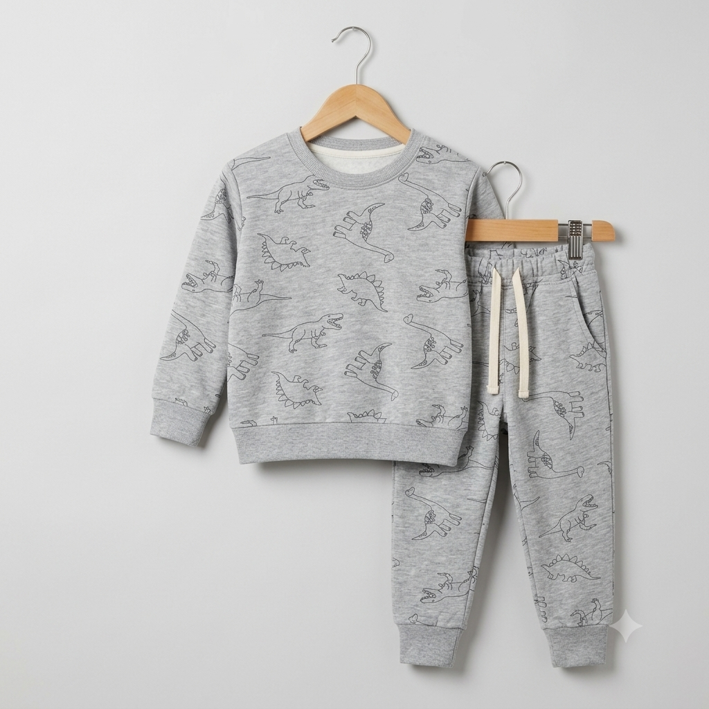 Dinosaur Gray Fleece Tracksuit