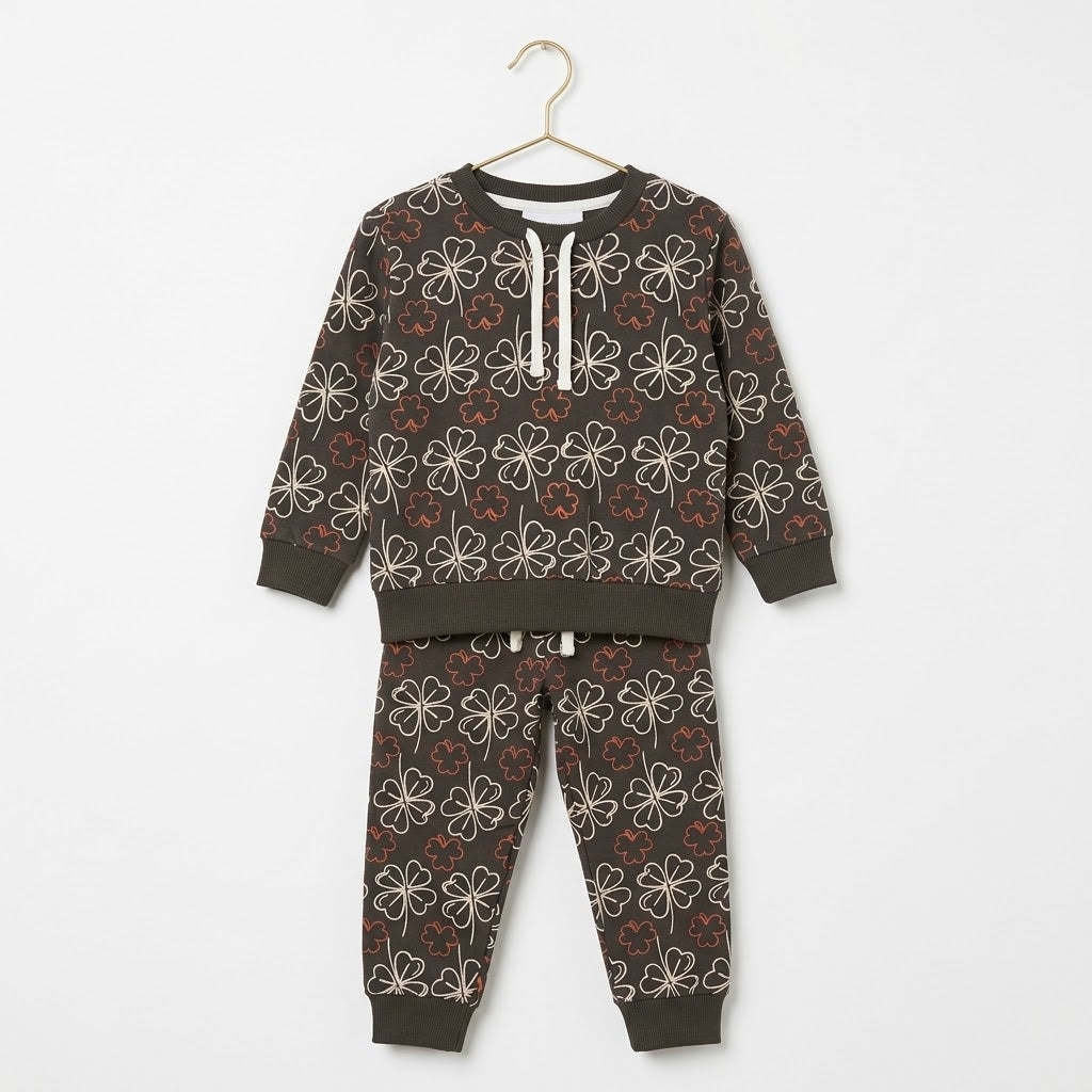 Floral Brown Fleece Tracksuit