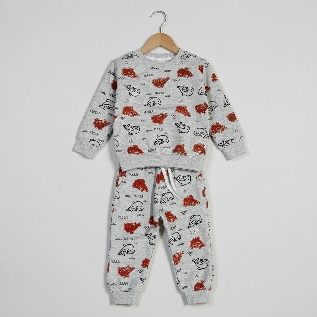 Red Dolphin Beige Fleece Tracksuit