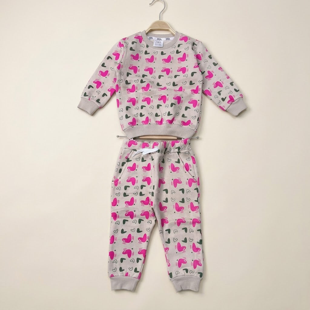 Pink Hearts Fleece Tracksuit