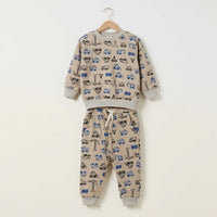 Lets Go Cars In Beige Fleece Tracksuit