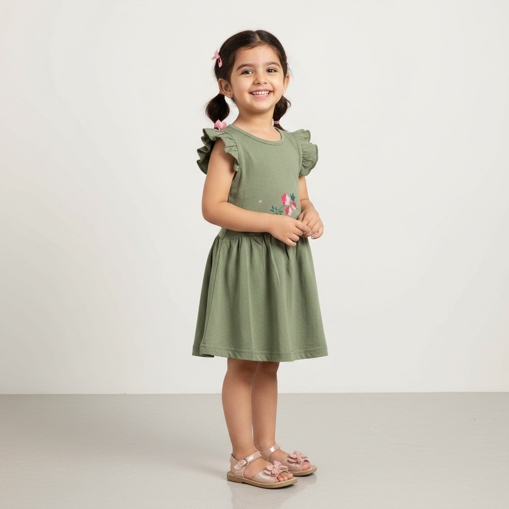 Green Cotton Jersey Frocks