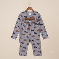 Cars Brown Full Sleeves Cotton Jersey Nightsuit