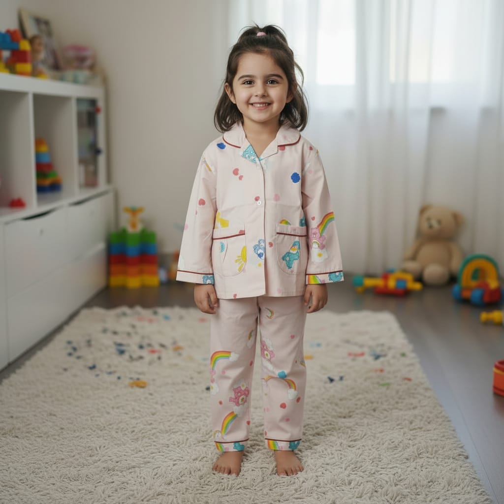 Pink Rainbow Cotton Nightsuit