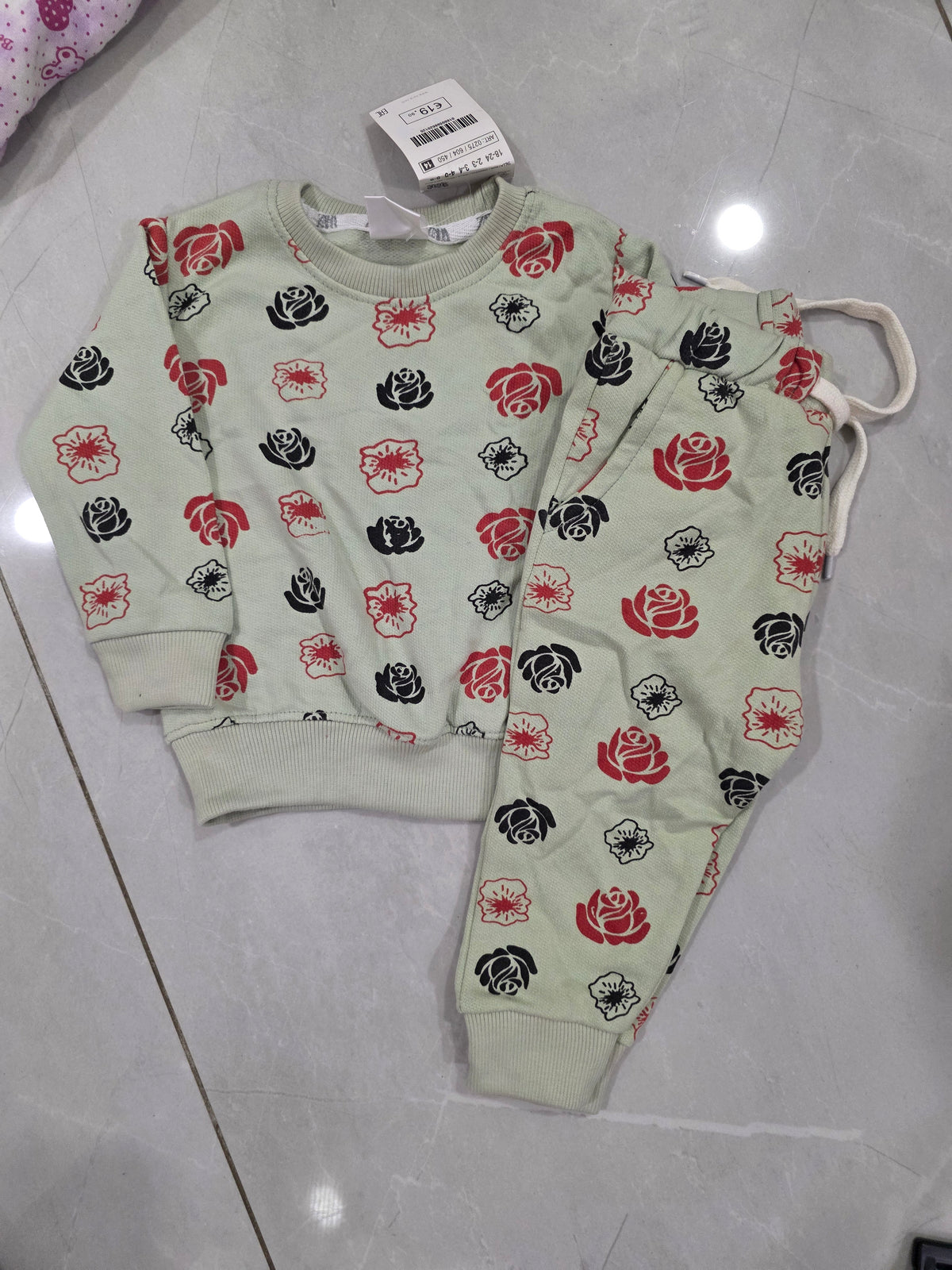 Floral Green Fleece tracksuit