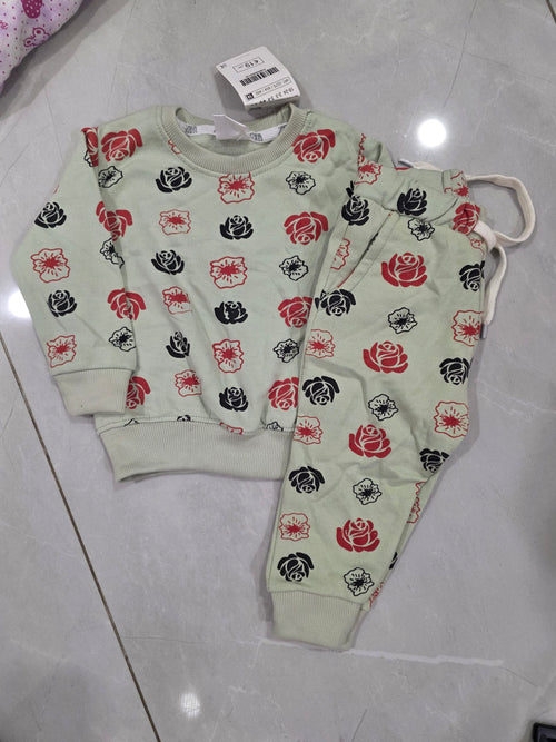 Floral Green Fleece tracksuit