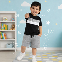 Black Grey And White Pannel Short Wear Set