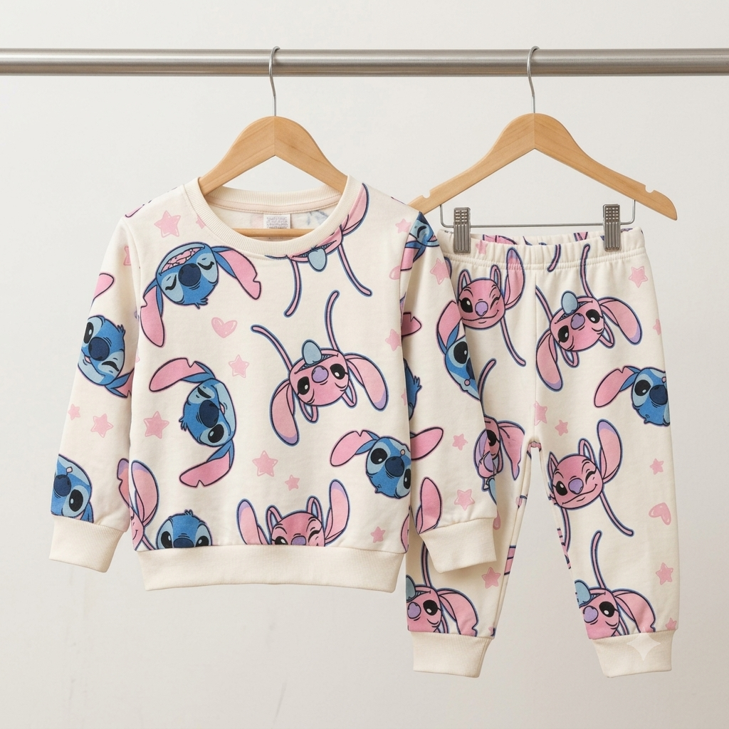 Lilo And Stitch Print Fleece Tracksuit