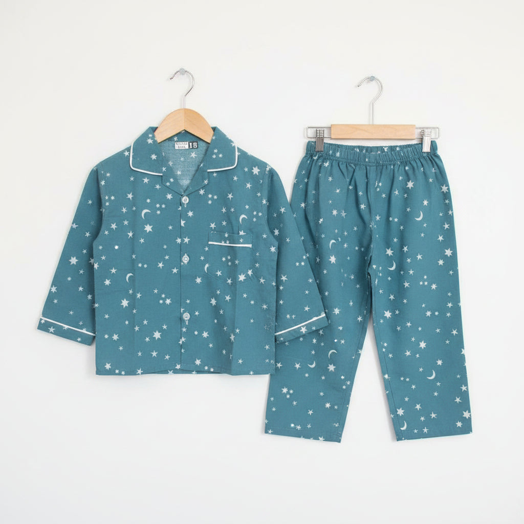 Blue Twinkling Star Cotton Nightsuit