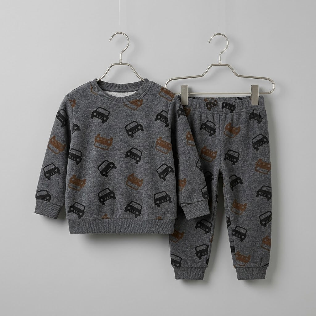 Cars In Gray Fleece Tracksuit