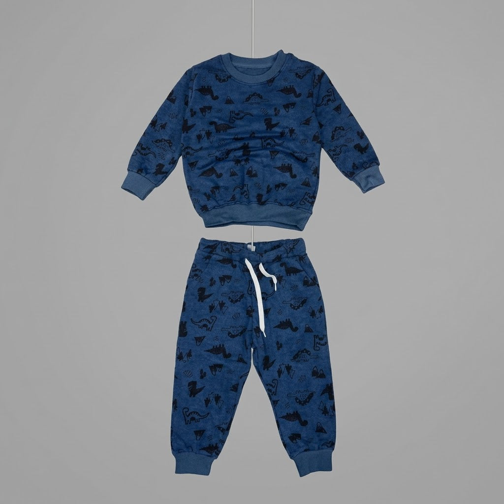 Dino In Blue Fleece Tracksuit