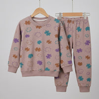 Puzzle In Brown Fleece Tracksuit