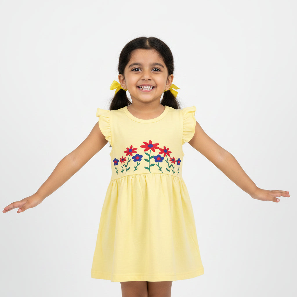 Yellow Cotton Jersey Frocks